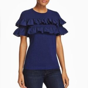 Tory Burch Navy shirt with ruffles Xs